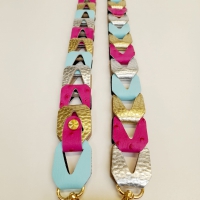 Strap voor tas of mobiel - zilver, goud, aqua en fuchsia