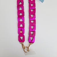 Strap voor tas of mobiel - fuchsia struisvogel en metallic roze