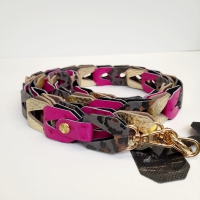 Strap voor tas of mobiel- fuchsia, goud en panter