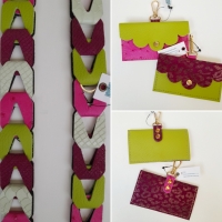 Portemonneetje - paars, groen, mint en fuchsia