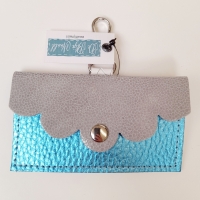 Portemonneetje - metallic blauw, grijs en wit