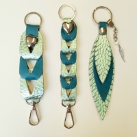 Sleutelhangers - sage groen en petrol blauw