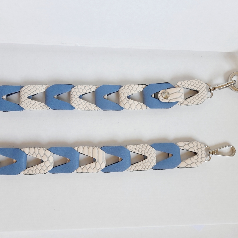 Strap voor tas of mobiel - zwart en koeienhuid peper en zout