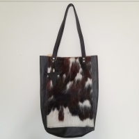 Shopper leer & koeienhuid - zwart & tricolor 2