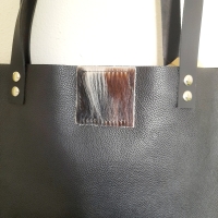 Shopper leer & koeienhuid - zwart & tricolor 2