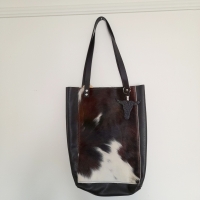 Shopper leer & koeienhuid - zwart & tricolor 3