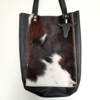 Shopper leer & koeienhuid - zwart & tricolor 3