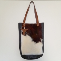 Shopper leer & koeienhuid - zwart & tricolor 4