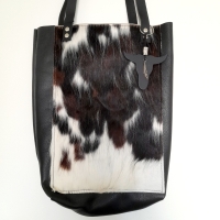 Shopper leer & koeienhuid - zwart & tricolor 5