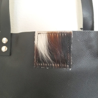 Shopper leer & koeienhuid - zwart & tricolor 5