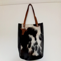 Shopper leer & koeienhuid - zwart & tricolor 6