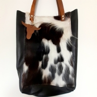 Shopper leer & koeienhuid - zwart & tricolor 6