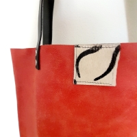 Shopper leer & koeienhuid - geruwd rood & zebra 1