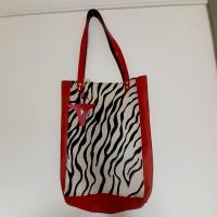 Shopper leer & koeienhuid - geruwd rood & zebra 2