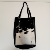 Shopper leer & koeienhuid - zwart & tricolor 7