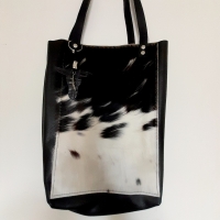 Shopper leer & koeienhuid - zwart & tricolor 7