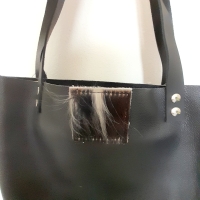 Shopper leer & koeienhuid - zwart & tricolor 7