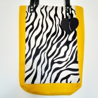 Shopper vilt & koeienhuid - geel & zebra