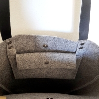 Shopper vilt & koeienhuid - lichtgrijs & silverstamps 1