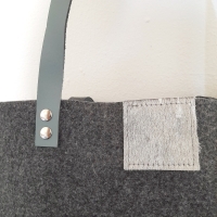 Shopper vilt & koeienhuid - donkergrijs & silverstamps