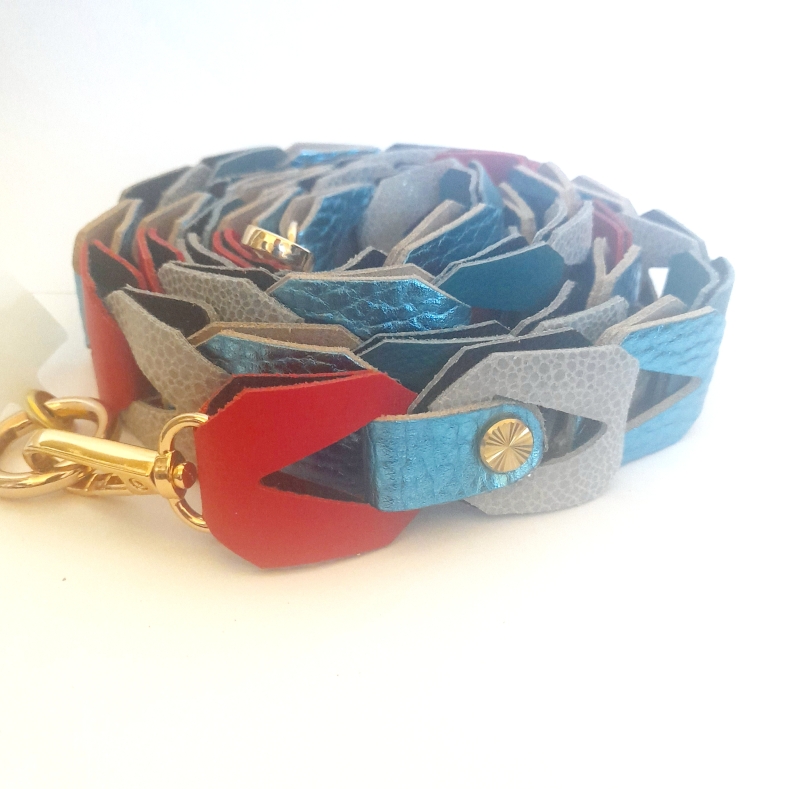 Strap voor tas of mobiel - blauw, grijs en rood