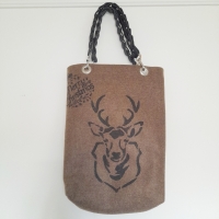 Shopper vilt - khaki rendier kerst