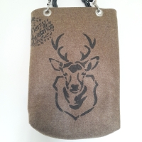 Shopper vilt - khaki rendier kerst