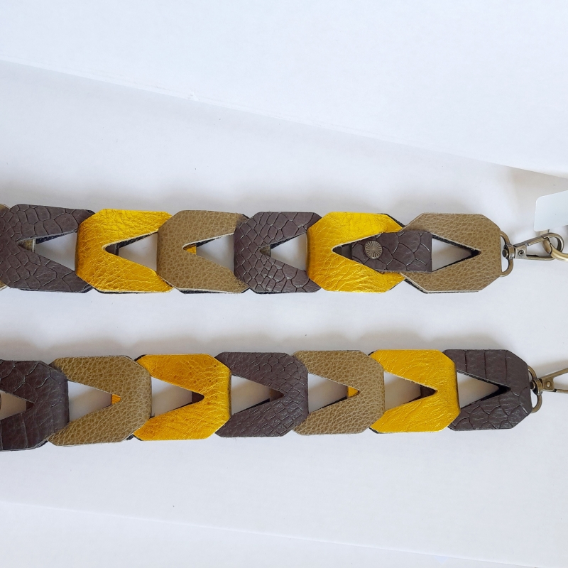 Strap voor tas of mobiel - groen, goud en cacao