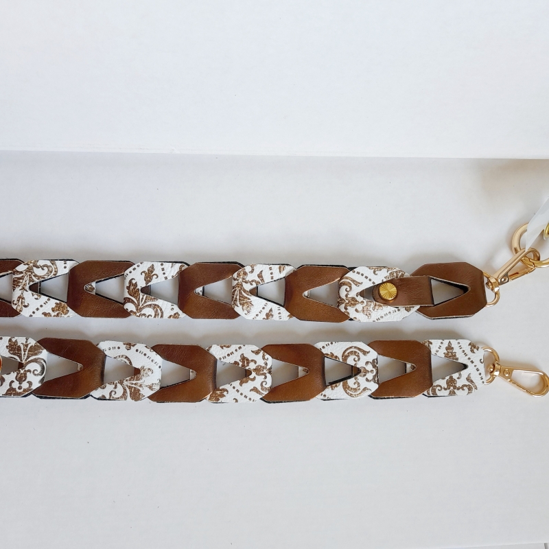Strap voor tas of mobiel - brons glim en wit