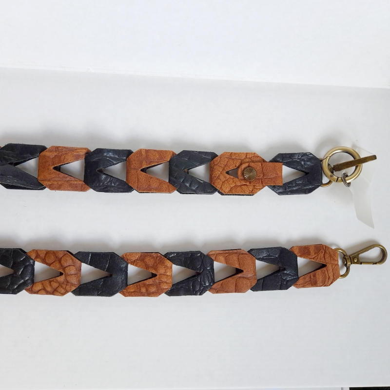 Strap voor tas of mobiel - cognac en zwart