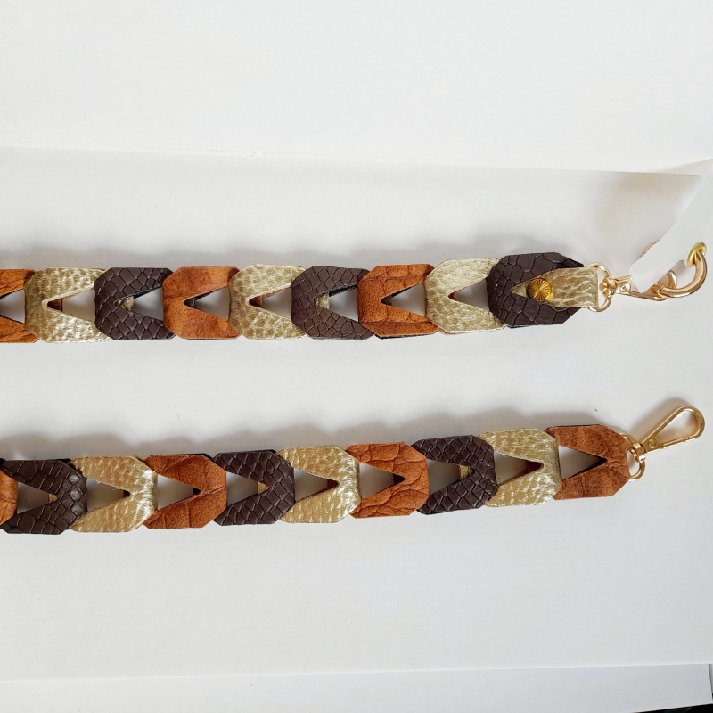 Strap voor tas of mobiel - brons, cacao en goud