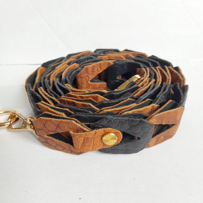 Strap voor tas of mobiel - zwart en cognac