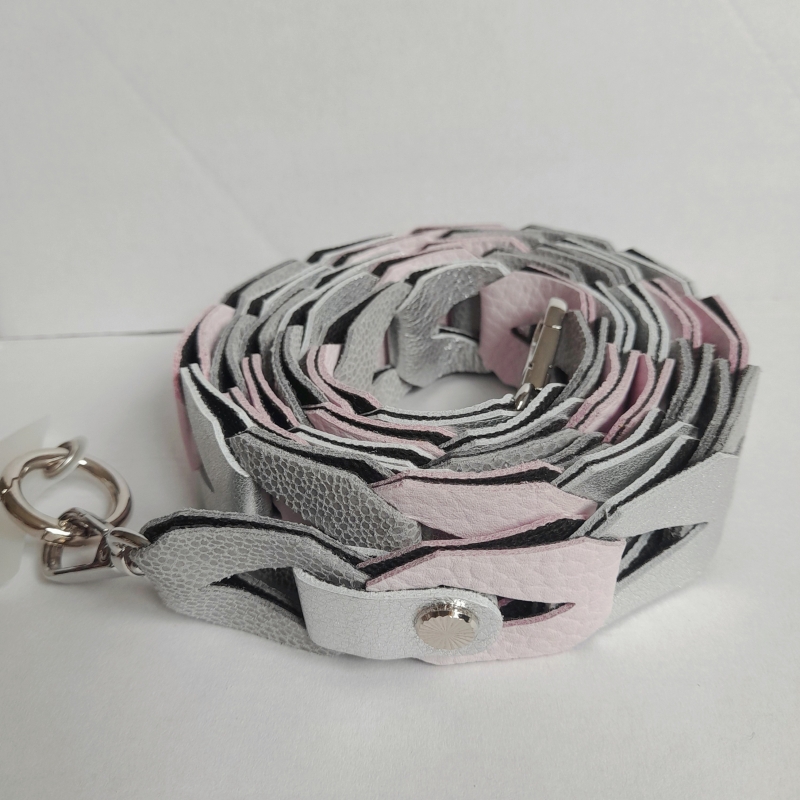 Strap voor tas of mobiel - roze, grijs en zilver